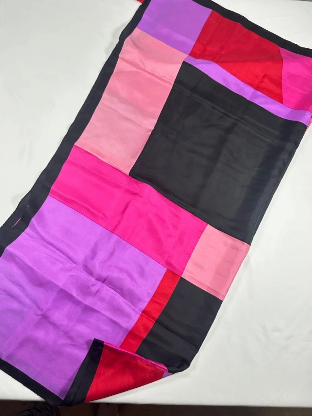 Beautiful Vintage Oscar de la Renta 100% Silk Square Scarf Colorblock 34.5x34.5